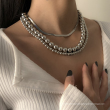 moda simplicidade colar gargantilhas femininas, colares banhados a ouro com corrente multicamadas joias